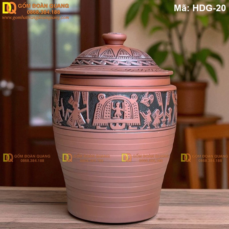 Lu gốm sành đựng gạo, dung tích lớn cho gia đình đông người mã HDG-20 - Ảnh 3